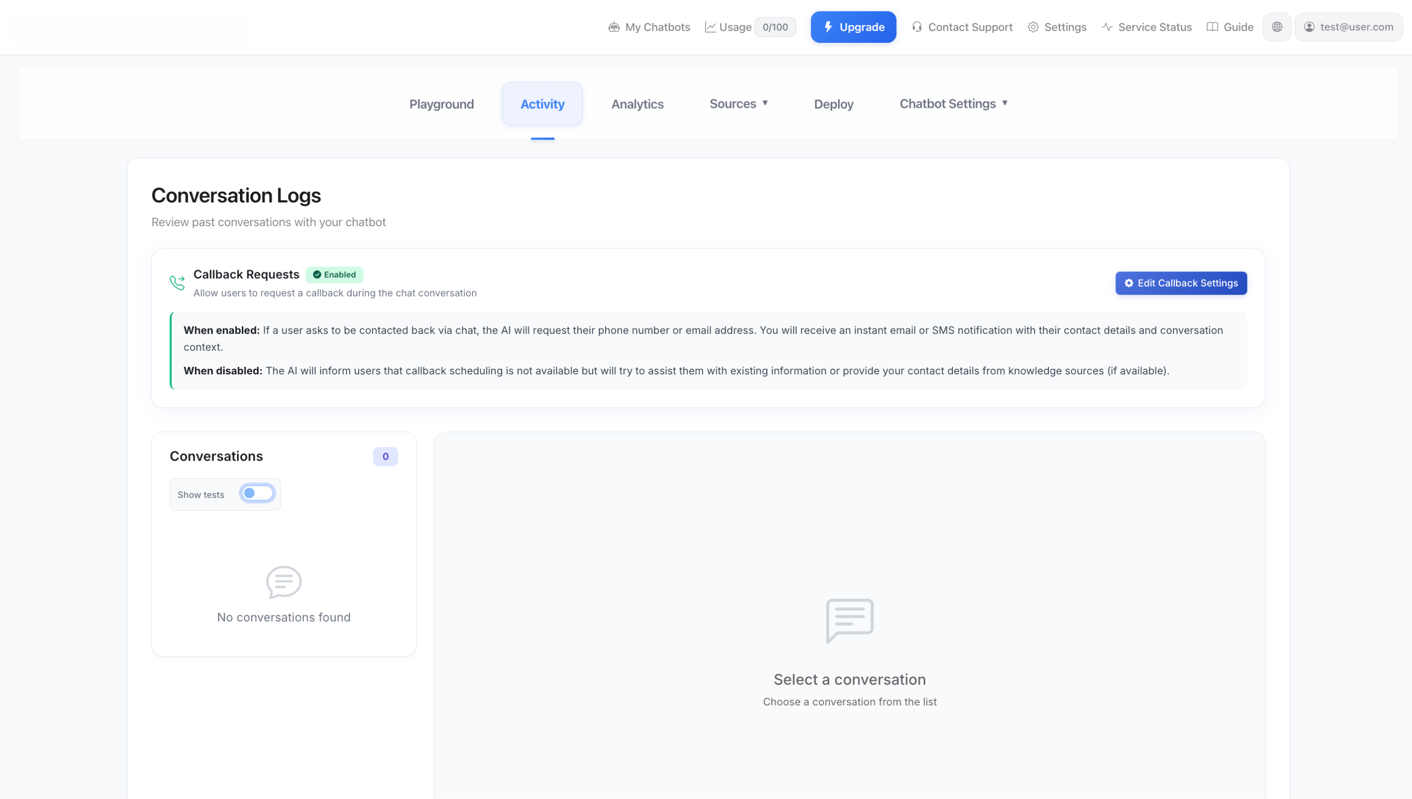 Záznamy aktivit a konverzací